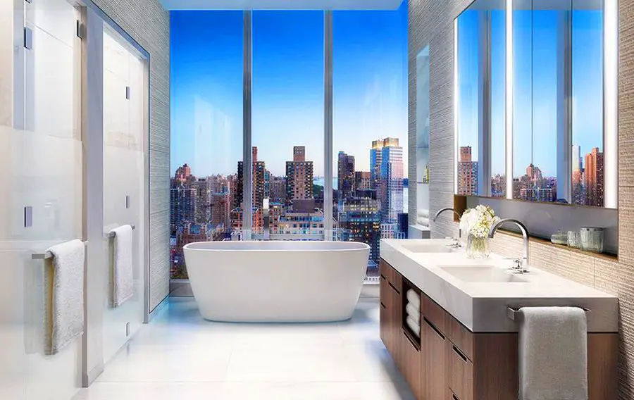 Bathroom with a City View
