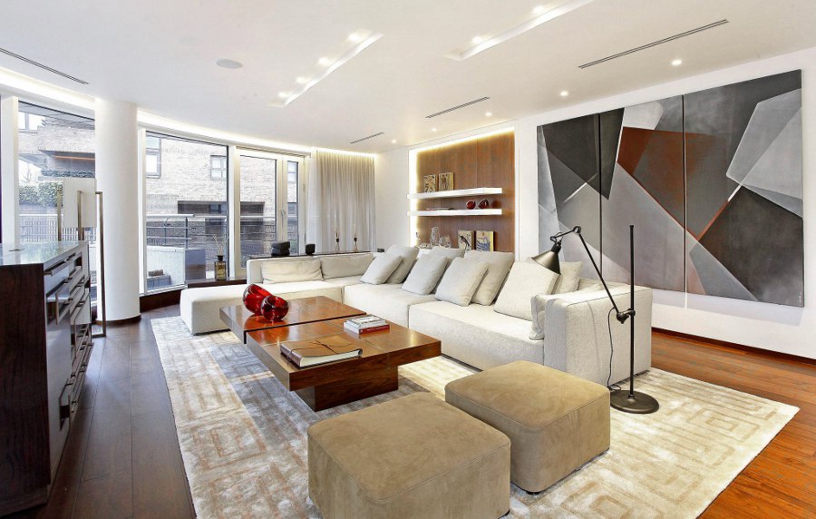 Living Room with Abstract Wall Art