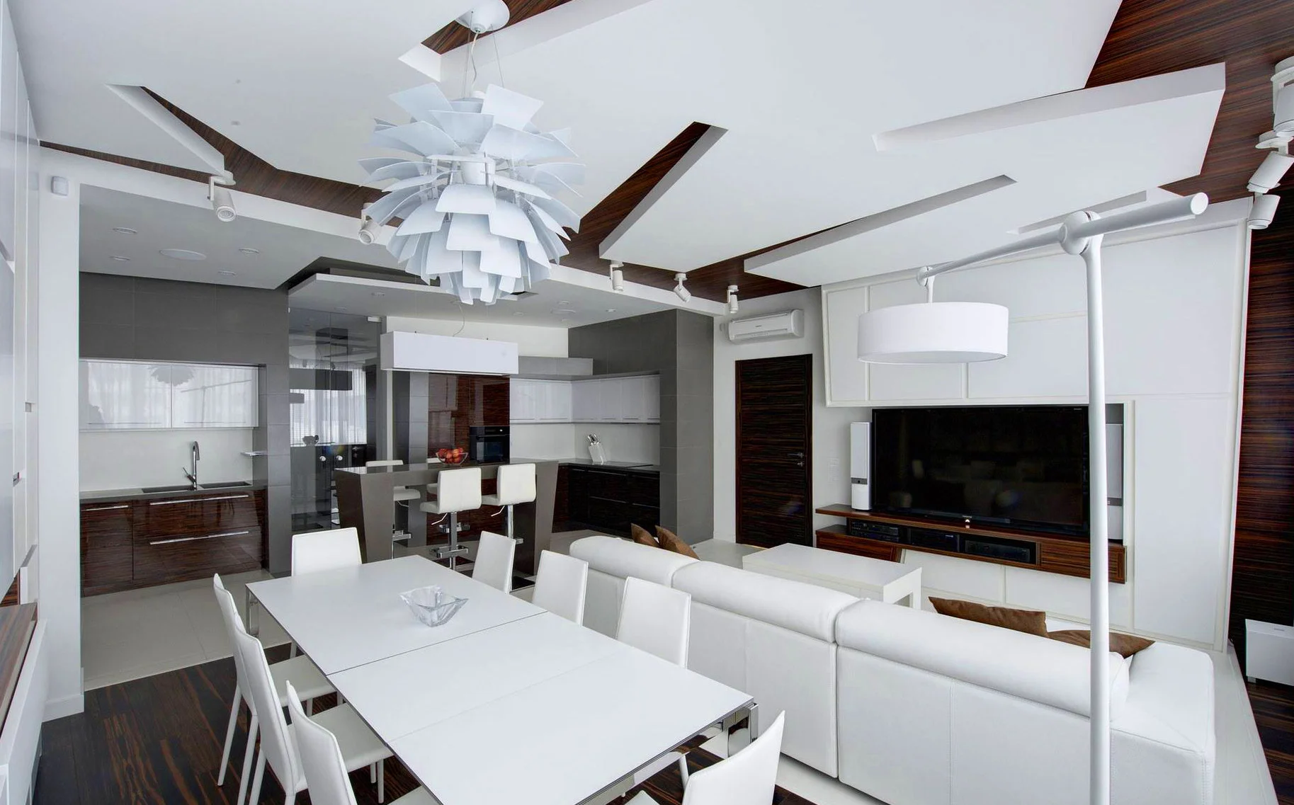 White Layered Chandelier