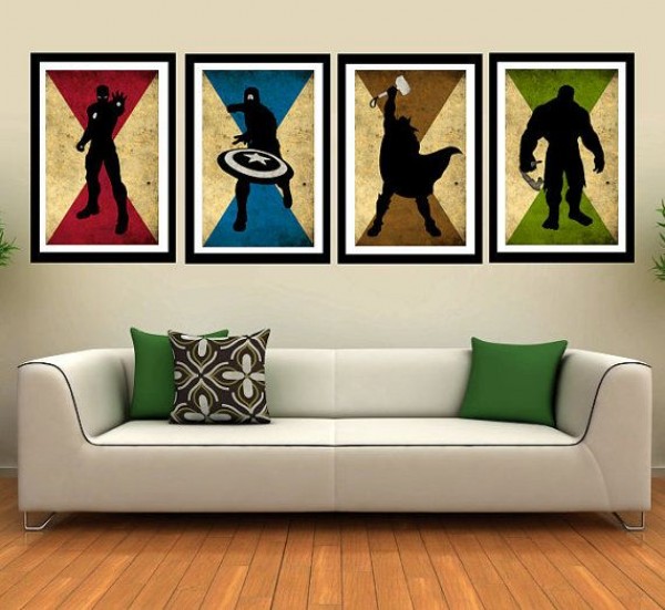 AV004MX4 - Caracters vintage poster - set of 4, thor, captain america, Ironman minimalist comics movie retro art print