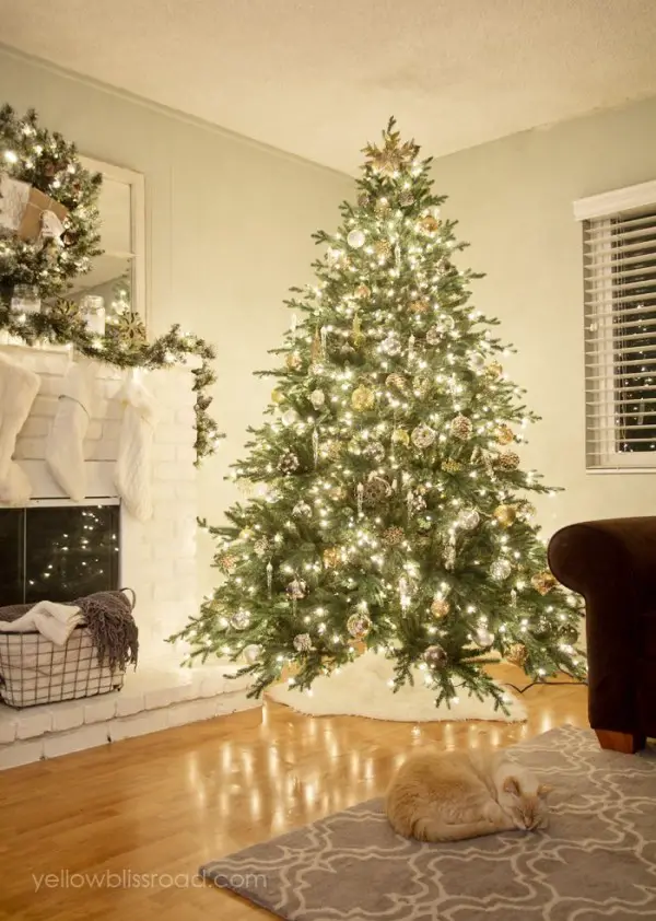 Rustic Glam Christmas Tree and Mantel