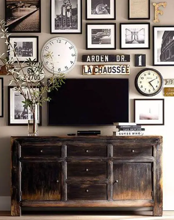 vintage picture wall and tv