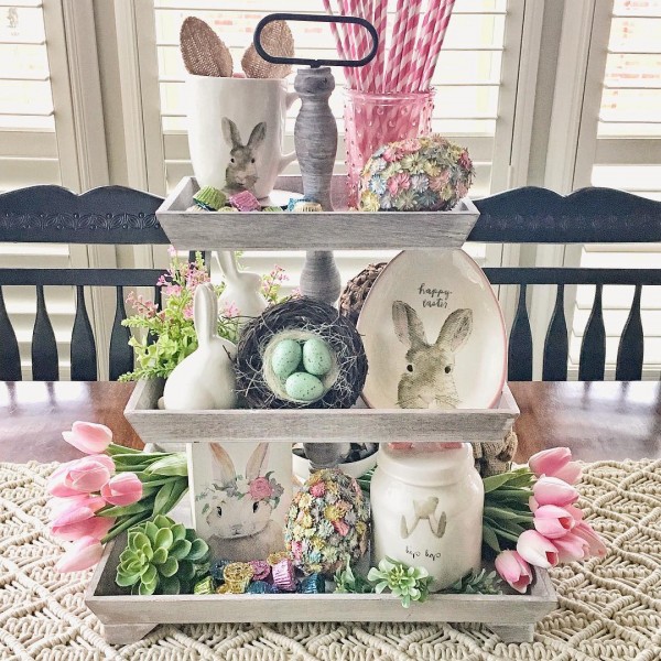 You have to see this  centerpiece idea with bunny china. Love it! 