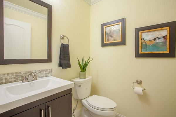 Contemporary powder room in Santa Clara, CA