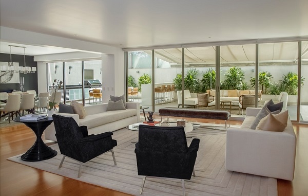 Beige Living Room with Black Accents 