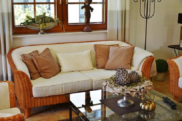 Beige Rattan Furniture in Living Room 