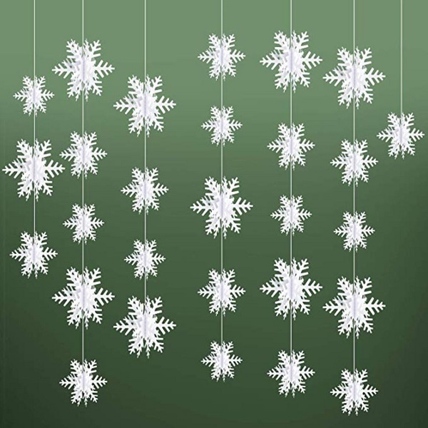 3D Paper Christmas Snowflake Garlands