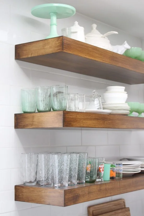 Pretty Hardware, Rustic Shelves, and White Tile in My New Cottage Kitchen    