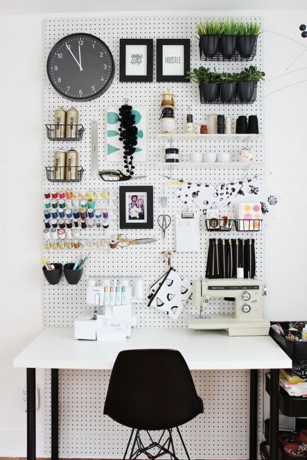 Use a pegboard to organize small things around your home