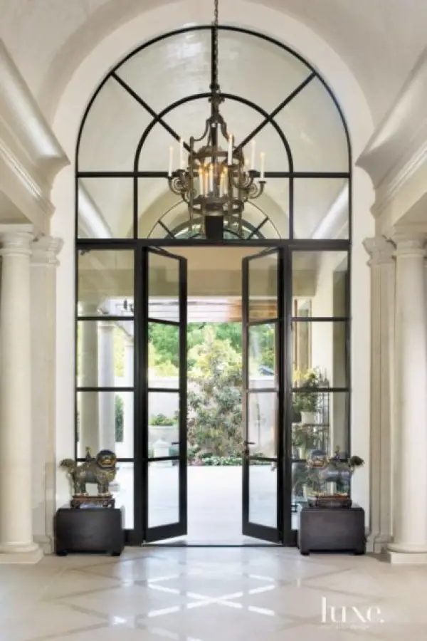 Traditional Cream Entry Hall with Barrel-Vaulted Ceiling    