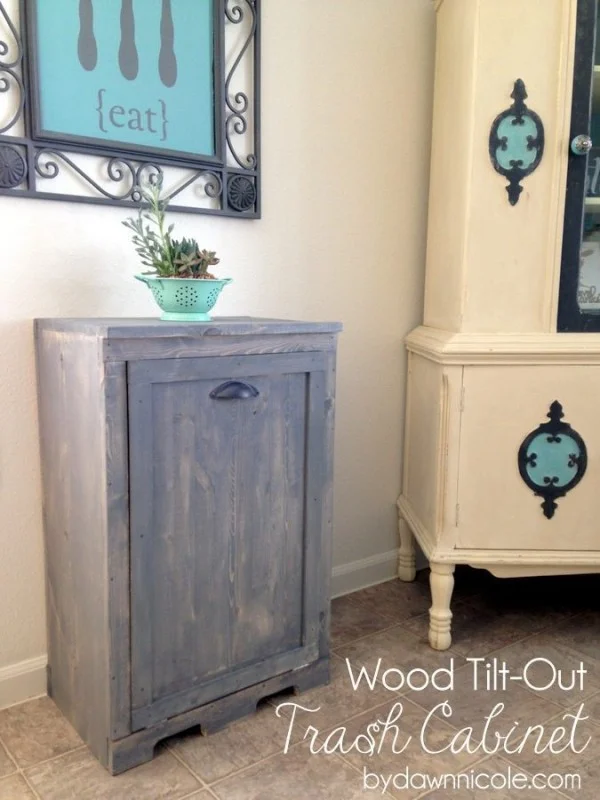 Wood Tilt-Out Trash Can Cabinet