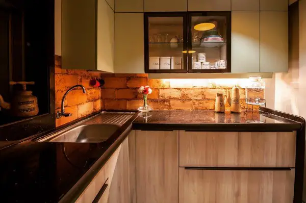Nafeesafernandesdesigns on Instagram: “Meals and memories are made here!!!!! #kitchen #kitchendesign #backsplash #rustictiles #rusticbacksplash #mint #brick #interiors…”
