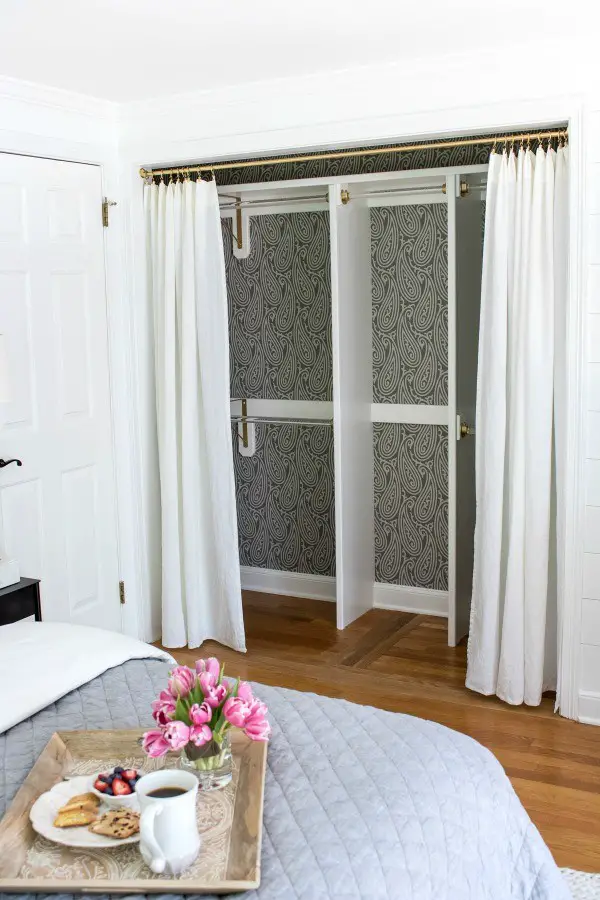 Replacing Bi-fold Closet Doors with Curtains: Our Closet Makeover