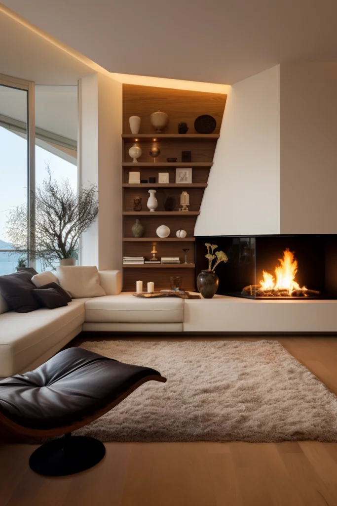 built-in wall fireplace