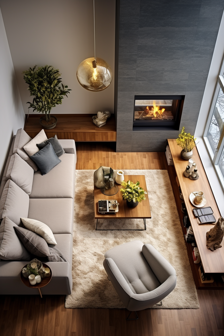 corner fireplace layout
