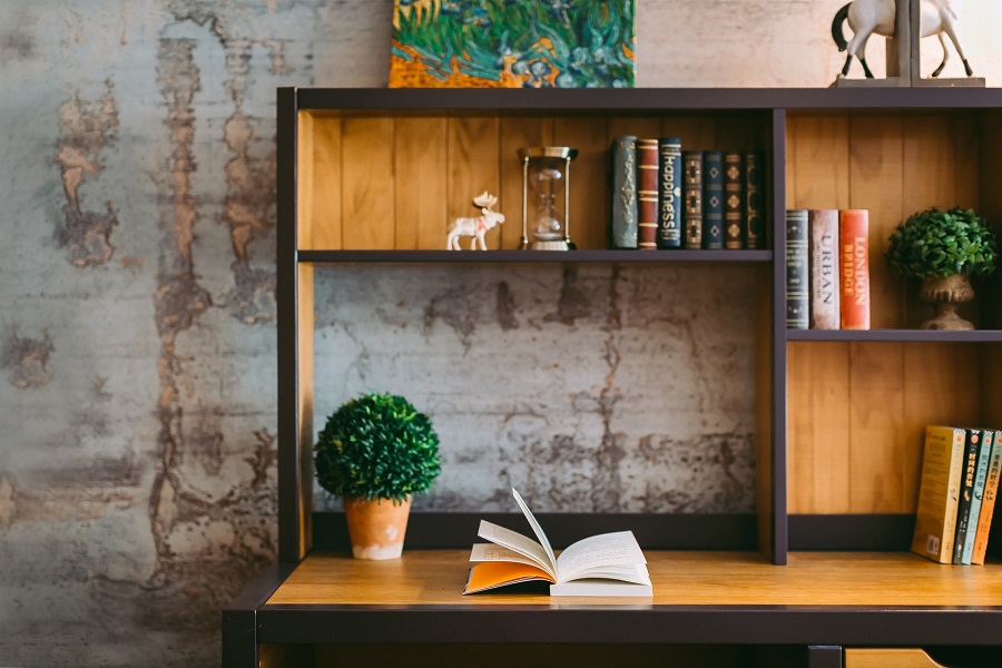 basement bookshelf