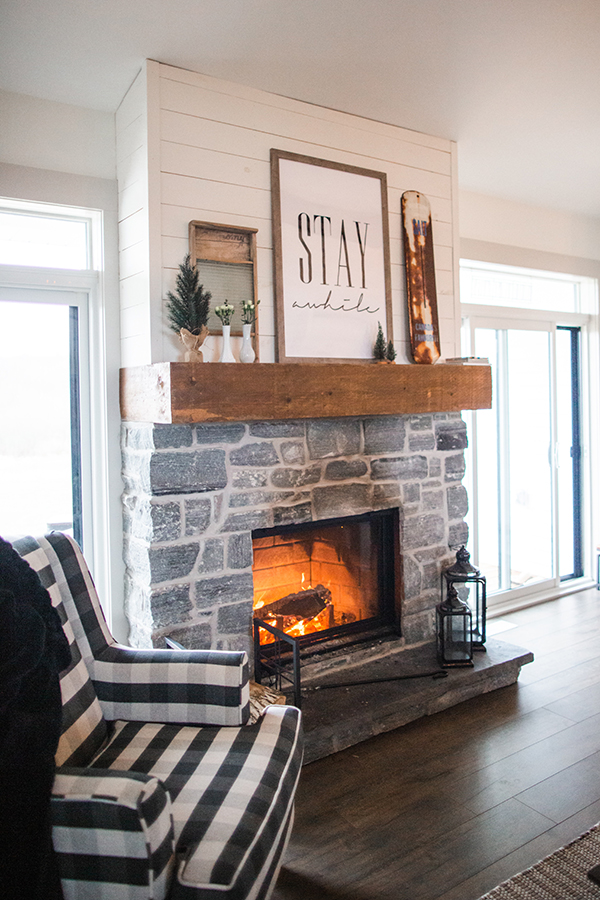 Shiplap above mantel