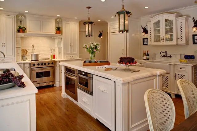 Kitchen island with microwave