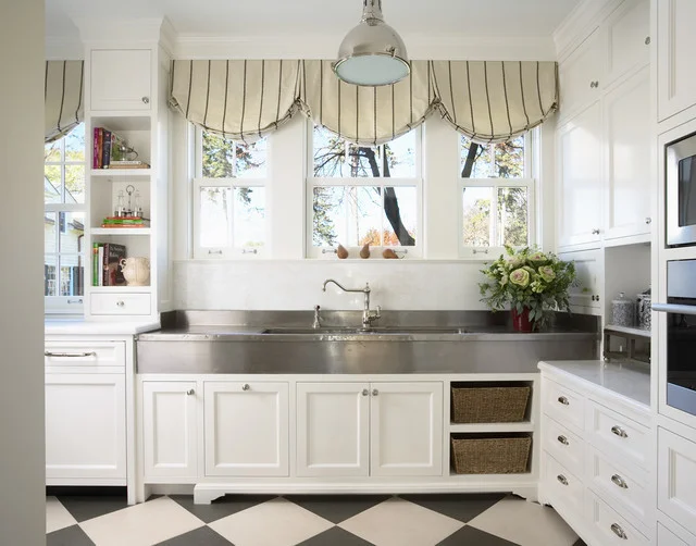 White metal kitchen cabinets