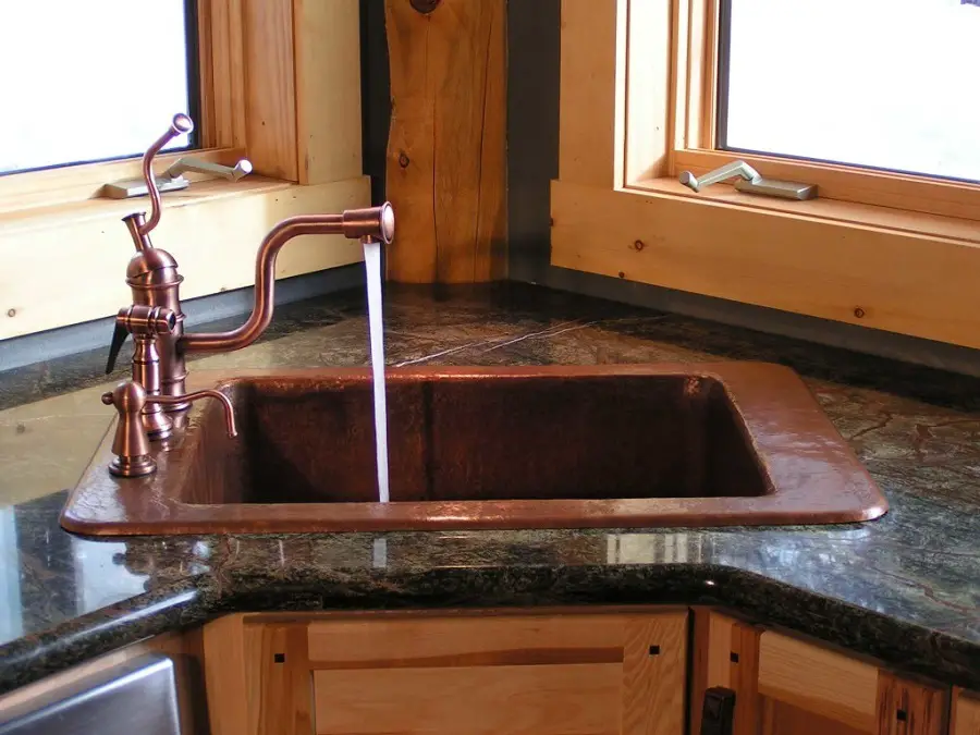 copper corner sink
