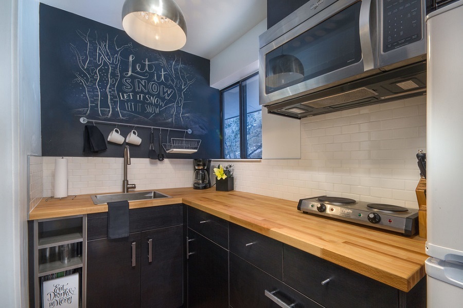 kitchen chalk accent wall