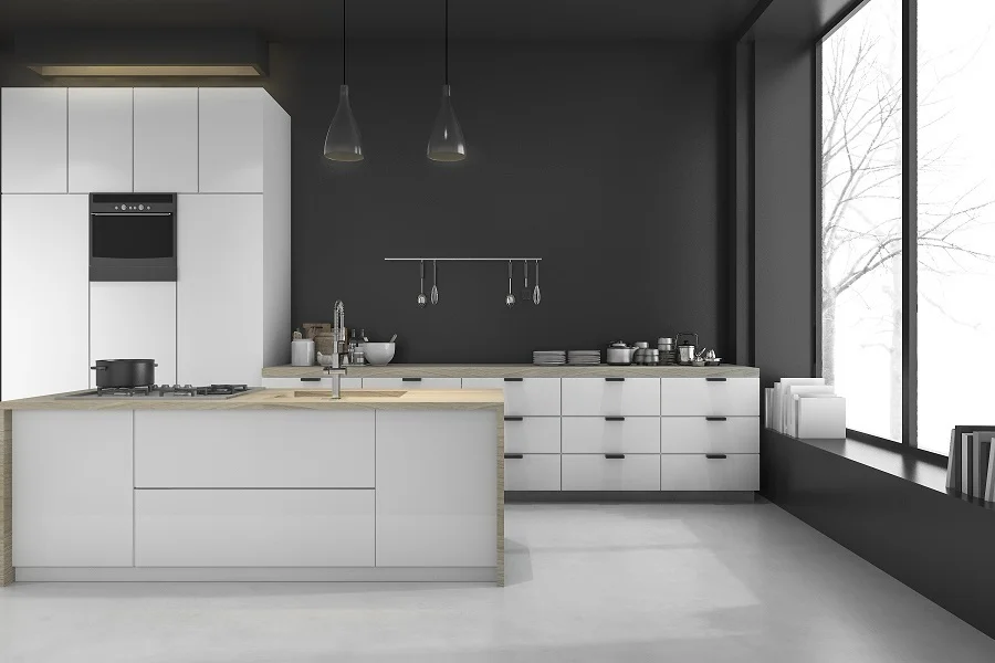 black kitchen wall