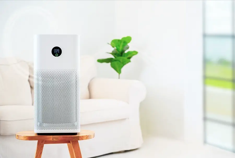 air purifier in a living room