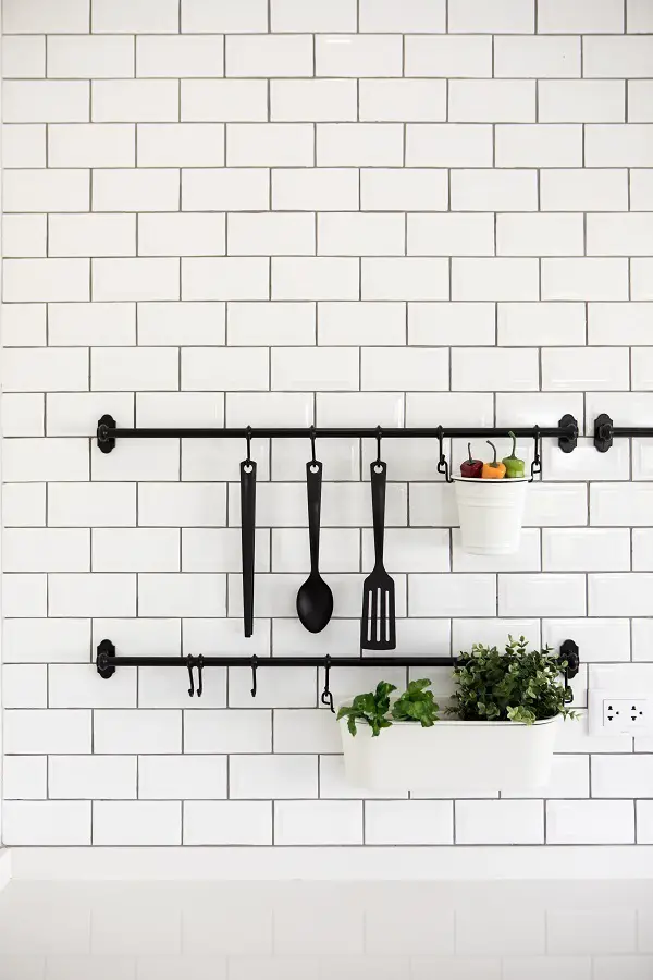 kitchen utensil hanger rail