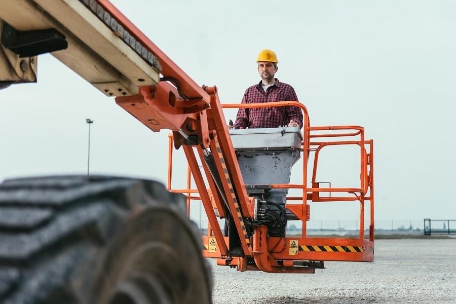 worker wearing a helmet