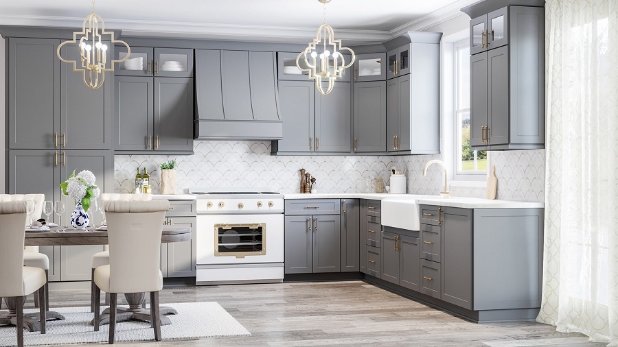 grey cabinet light wood floor