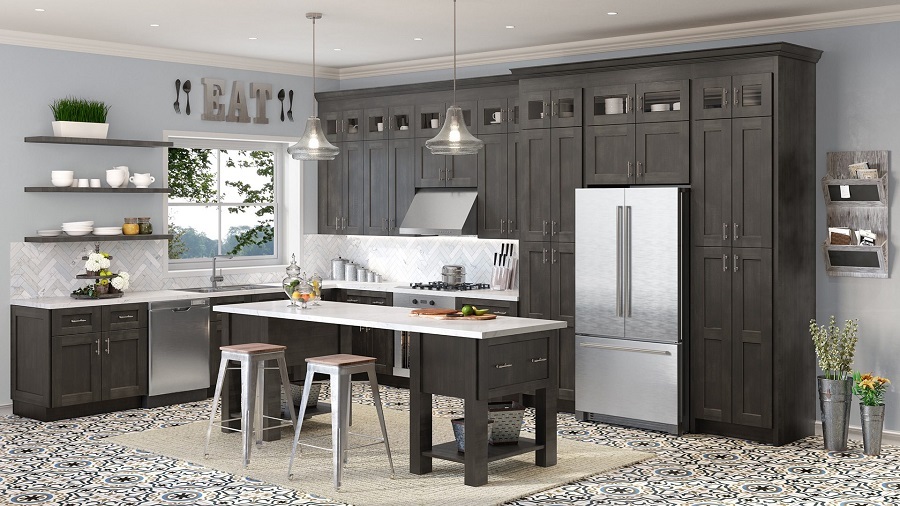 grey cabinets pattern floor