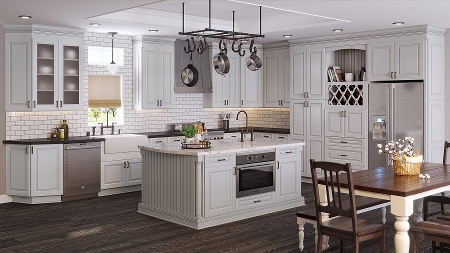 white cabinets oak floor