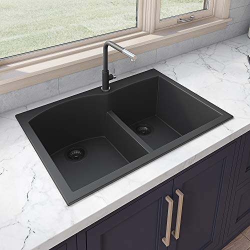 Ruvati epiGranite Drop-in Granite Composite Double Bowl Kitchen Sink