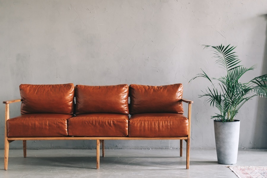 brown leather sofa