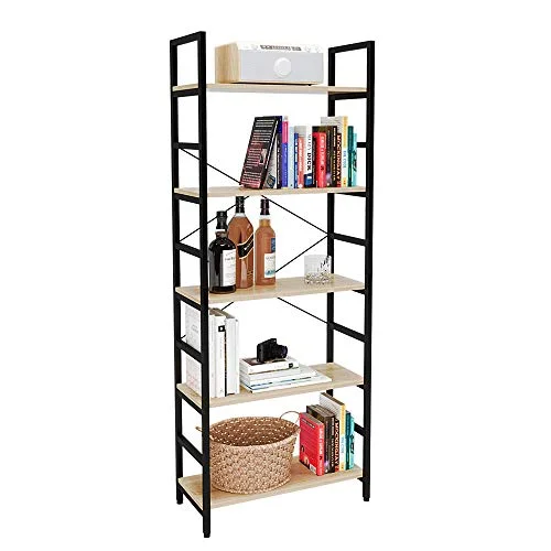Bestier Bookshelf 5 Tier Bookcase Adjustable
