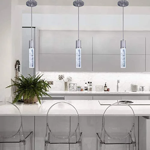 3 Pendant Lights Kitchen Island Bubble Crystal