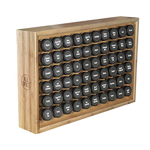 Allspice Wood Spice Rack, Includes 60 4oz Jars