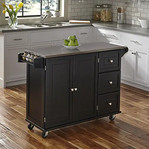 Liberty Black Kitchen Cart With Stainless Steel