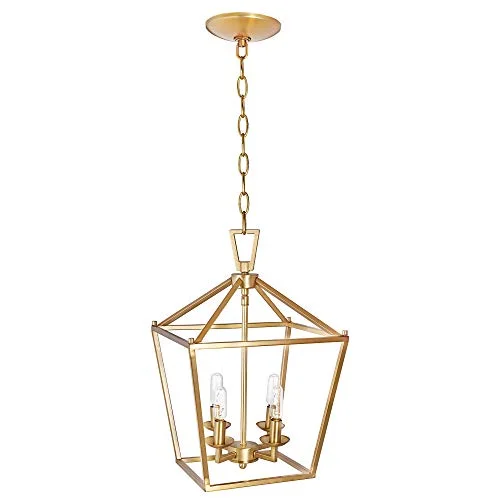 Motini 4-light Gold Lantern Pendant Light In