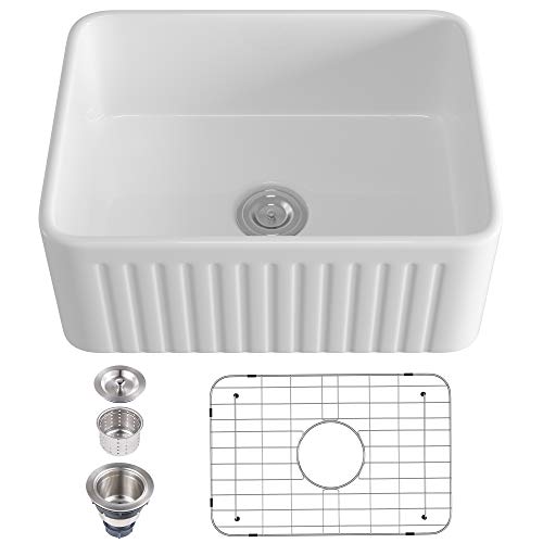 Eridanus 24 Inch White Ceramic Kitchen Sink,