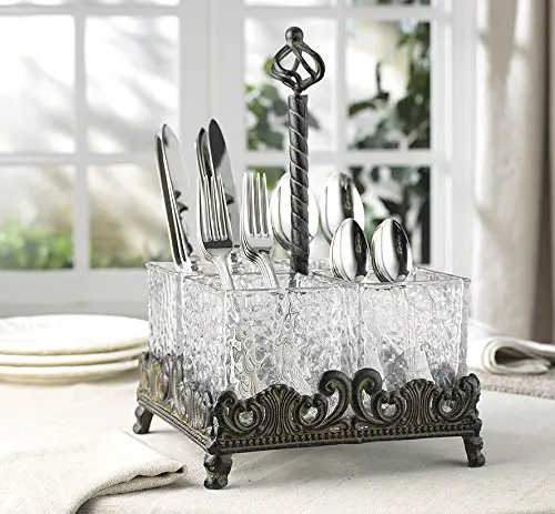 Elegant Home Set Of Four Glass On Metal Rack