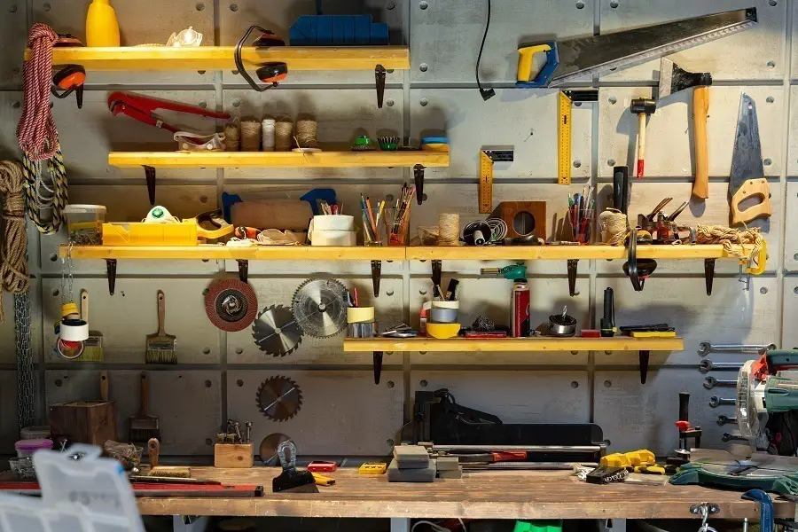 organized tools in a garage