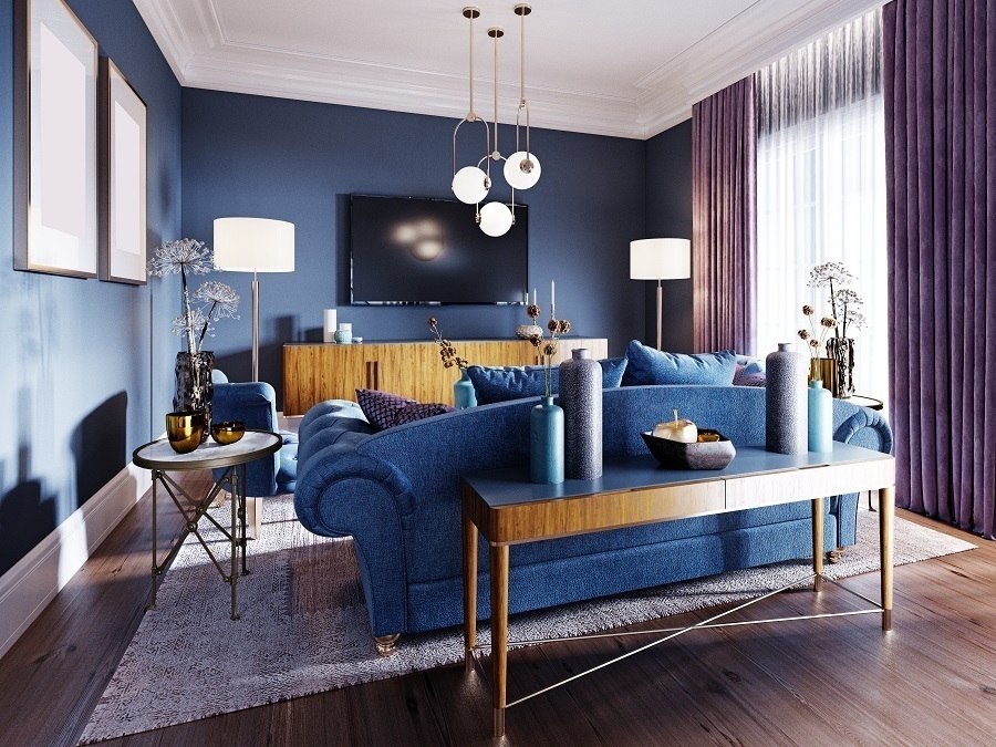 royal blue living room