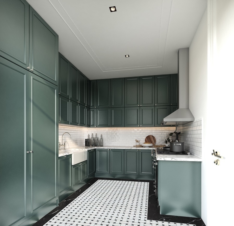 emerald green kitchen