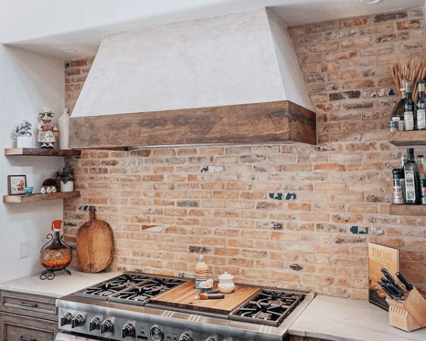 Britannia Flooring kitchen with brick backsplash