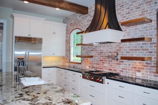 Throwback Kitchen with Brick Backsplash kitchen with brick backsplash