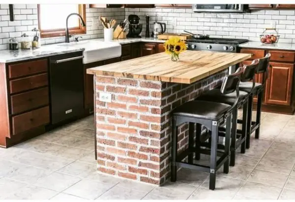 The Brick Shop kitchen with brick backsplash
