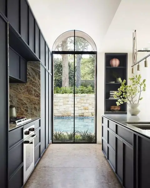 Arched Black Kitchen Cabinets black kitchen cabinets