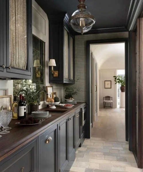 Black Witchy Pantry black kitchen cabinets