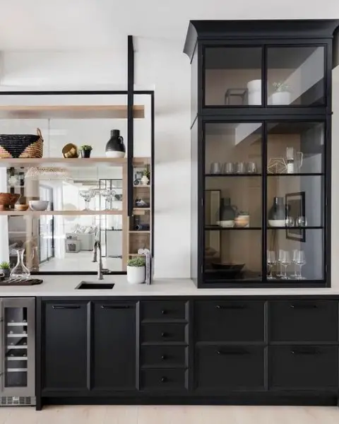 Architectural Detail Accentuation black kitchen cabinets